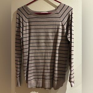 Women's Pink Clover Brown Striped Pullover Sweater Medium